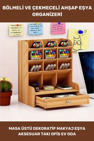 Thriftbuds Special Production Office Home Study Table Disassembled Durable Easy Assembly Wooden Organizer with Drawers and Compartments