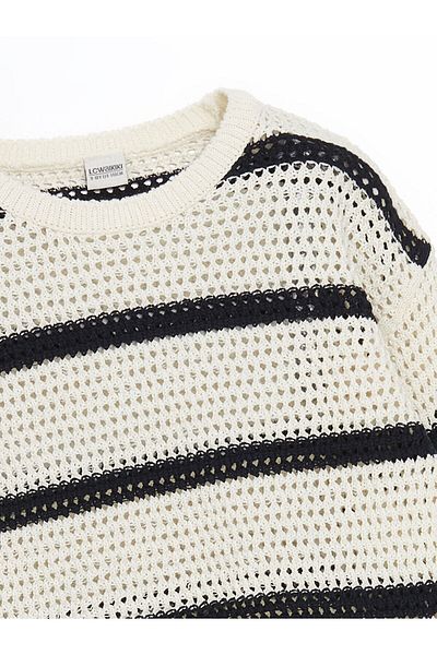 LC Waikiki Mädchen-Strickpullover mit Rundhalsausschnitt und durchbrochenem Muster