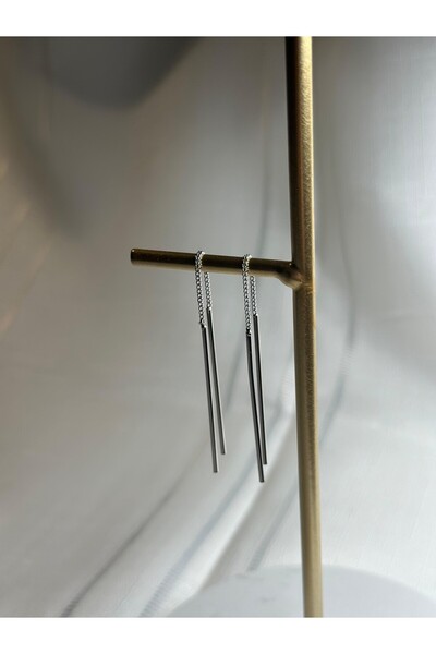 gingillo aksesuar Çelik Gümüş Renk Zincir Küpe