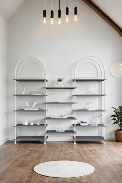 Mobitopya Çevir Kur Bohem Antrasit Kitaplık – Çok Amaçlı Dekoratif Dolap & Ra...