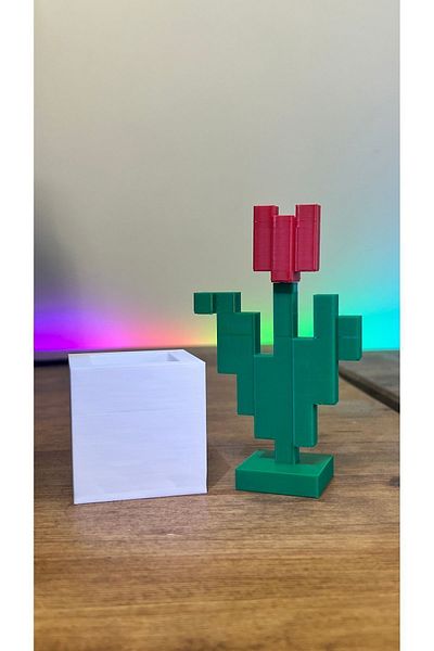 Shaddshop Mcraft (Red-Light Green) Flower Pot Gift Figure