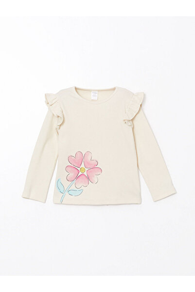 LC Waikiki Nova sezona okrugla kragna majica za devojčice sa cvećem - S5HA64Z1