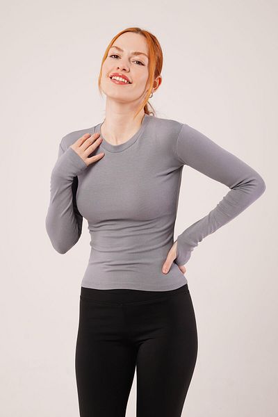 Modayakamoz Vivaletta Long Sleeve Basic Gray Blouse