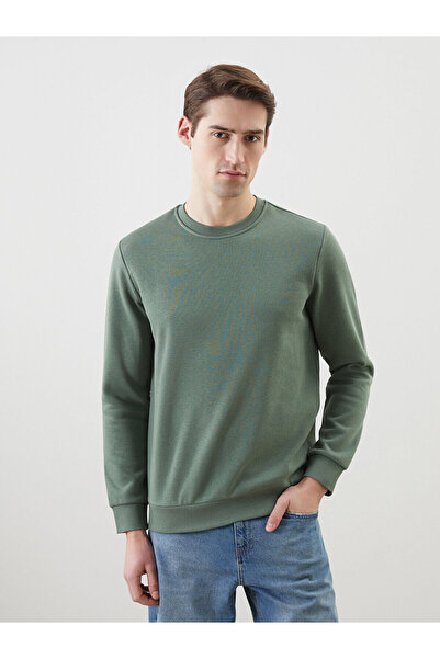 LC Waikiki Nevavm Men's Sweatshirt with Oval Collar and Long Sleeves