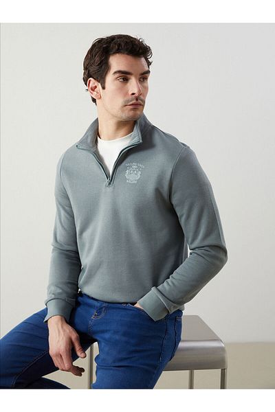 LC Waikiki Stand Collar Long Sleeve Printed Men's Sweatshirt