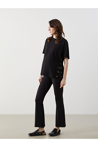 LC Waikiki LCWAIKIKI Maternity Siyah Karın Panelli İspanyol Paça Hamile Tayt ...