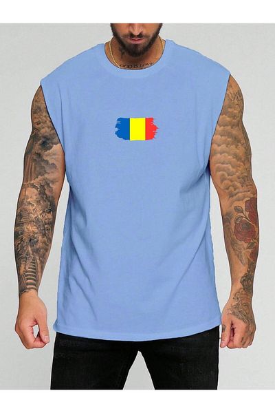 BENROMA 1 tricou este un cadou pentru achiziții de 6 și mai sus în coș - Tricou fără mâneci imprimat cu steagul României