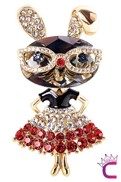 Cinderella Lady Rabbit Özel Tasarım Taşlı Kadın Broş - Hediyelik Sevgiliye Kı...