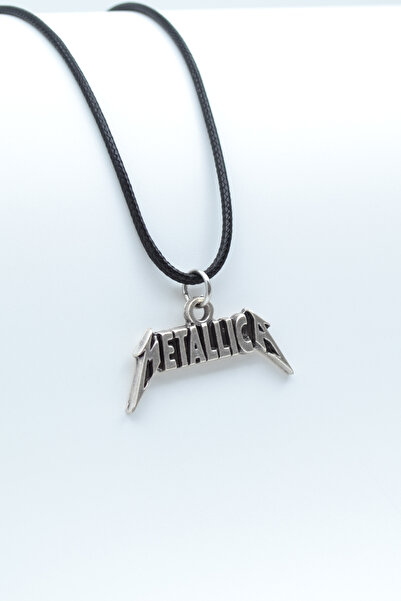 Bu Farklı Metallica Gümüş Kaplama Deri İp Kolye