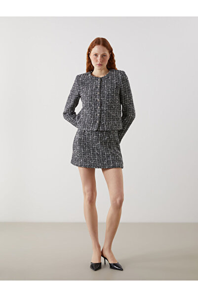 LC Waikiki Siyah Beli Fermuarlı Kadın Tüvit Şort Etek