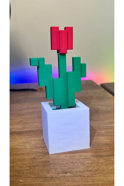 Shaddshop Mcraft (Red-Light Green) Flower Pot Gift Figure