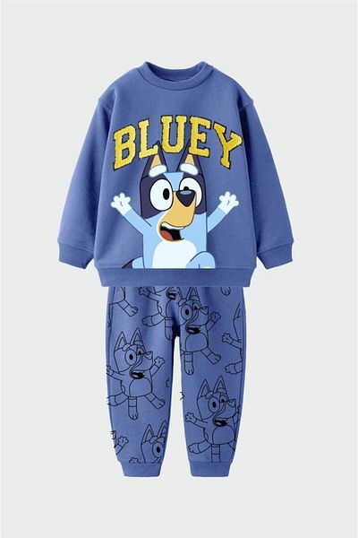 Magu Set de hanorac și pantaloni de trening din bumbac albastru unisex cu model Bluey
