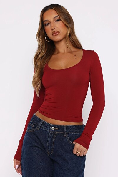 World Fashion Trends Wft6051 Round Neck Stretchy Basic Crop Blouse
