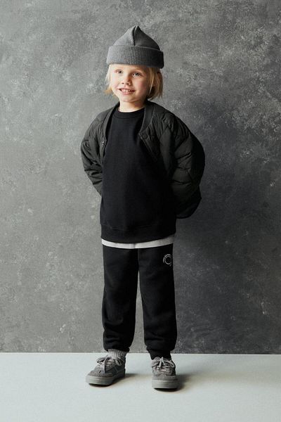 Magu Black Cotton Sweatshirt and Tracksuit Set for Boys