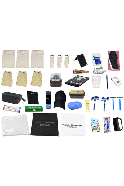 akbababalıkesir 37 Parça Asker Malzeme Seti - Cüzdan Fanila Bot Boyası Kilit ...