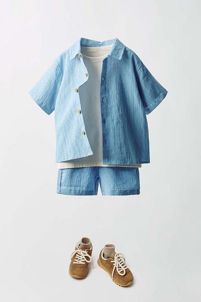 Magu Tricou alb, cămașă și bermude pentru băiat - Set 3 piese