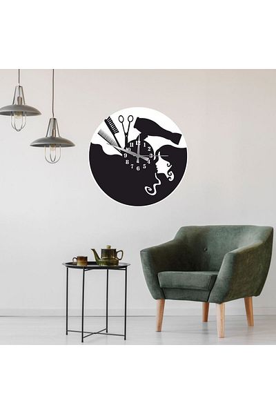 BlackMdf Hairdresser-Wall Clock