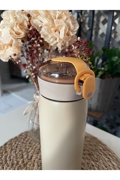 PiyaCraft Stainless Steel Thermos/Bottle/Flask with Straw 460 ml Brown