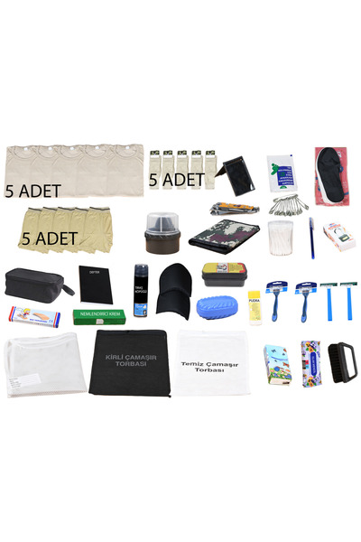 akbababalıkesir 43 Parça Asker Malzeme Seti - Cüzdan Fanila Bot Boyası Kilit ...