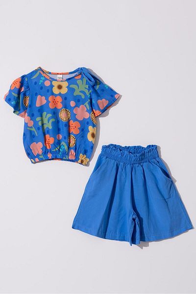 Magu Set de pantaloni scurți din bumbac cu imprimeu floral pentru fete
