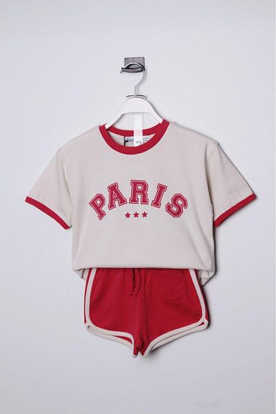 Magu Unisex Kids Cotton Varsity T-shirt and Bermuda Shorts Set