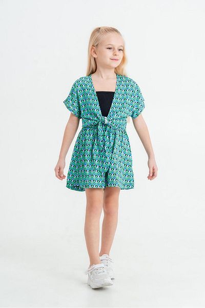 Magu Patterned Shirt and Shorts Set - Girl, Black