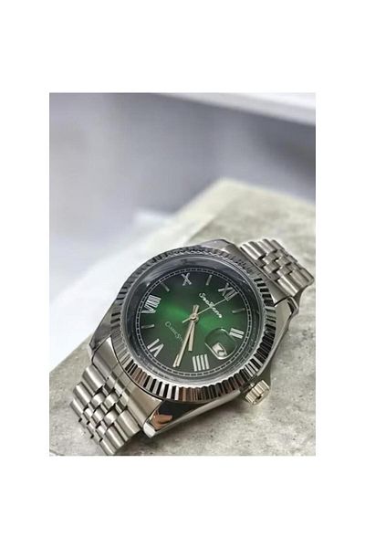 Rivoly Men's Stainless Steel Analog Quartz Watch Date Display Easy to Read Fashion Design Waterproof