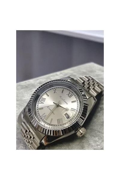 Rivoly Men's Stainless Steel Analog Quartz Watch Date Display Easy to Read Fashion Design Waterproof