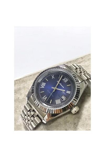 Rivoly Men's Stainless Steel Analog Quartz Watch Date Display Easy to Read Fashion Design Waterproof