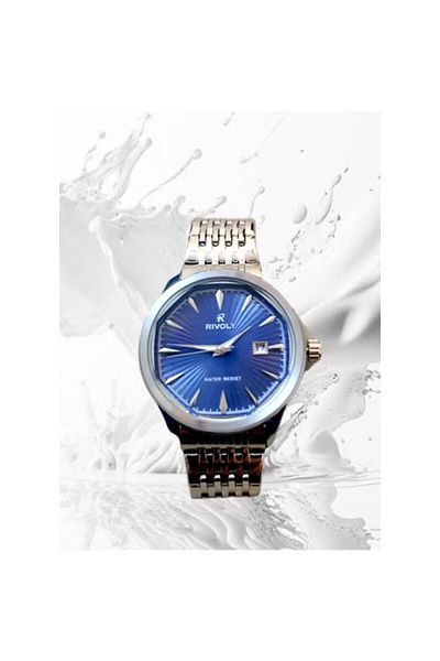 Rivoly Men's Stainless Steel Analog Quartz Watch Date Display Easy to Read Fashion Design Waterproof