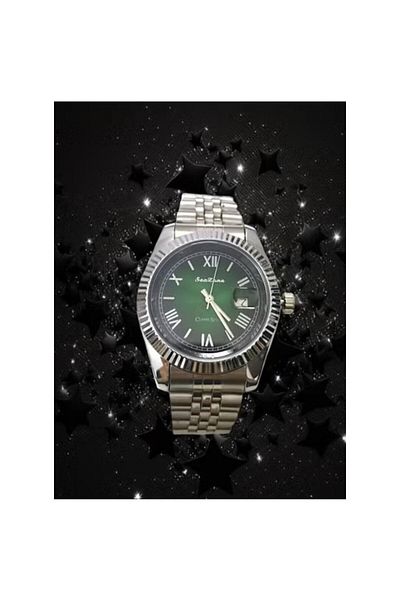 Rivoly Men's Stainless Steel Analog Quartz Watch Date Display Easy to Read Fashion Design Waterproof