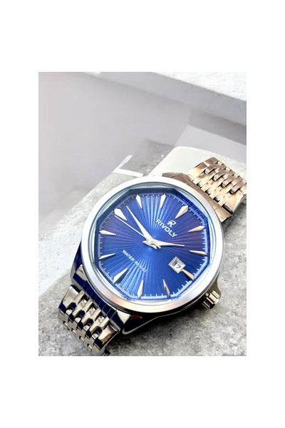 Rivoly Men's Stainless Steel Analog Quartz Watch Date Display Easy to Read Fashion Design Waterproof
