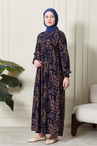 fistan Shirring Robadan Μπροστινά κουμπιά από ύφασμα βισκόζης Φόρεμα προσευχής για μητρικό φόρεμα