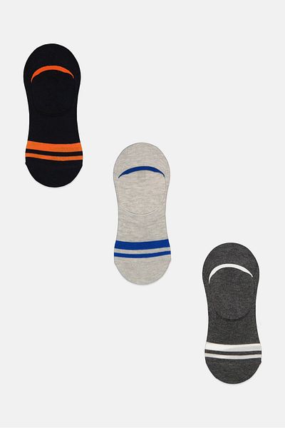 RBX Men 3 Pairs Stripe Print Outdoor Invisible Socks, Multicolor