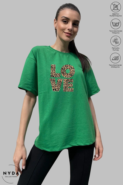 Nyda Collections Жіночий велосипедний комір Леопард Love Серце Принт Бавовна ...