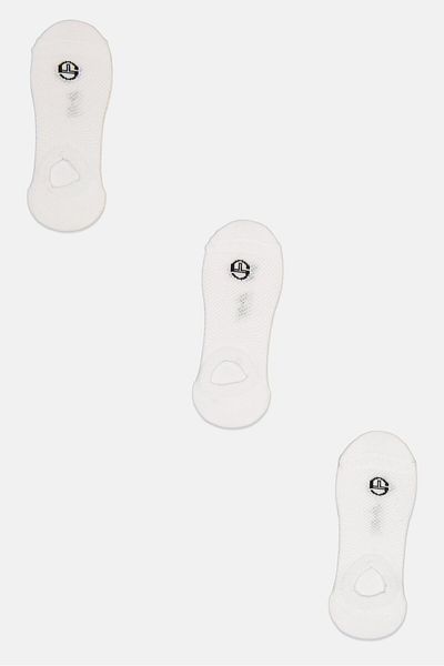 Sergio Tacchini Women 3 Pair Brand Logo Invisible Socks, White