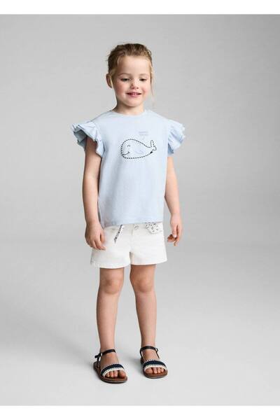 MANGO Baby Μπλουζάκι με κέντημα με βολάν