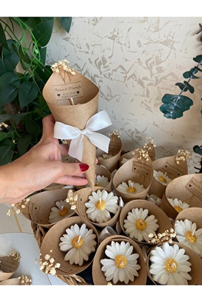 ceysethome Kokulu Papatya Çiçek Mum Buketleri Kişiye Özel Nişan/Söz Hediyesi / 15 Adet