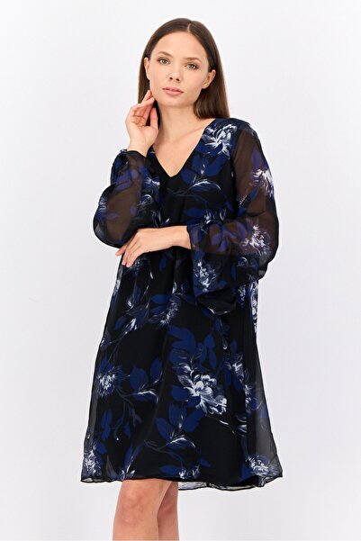 Carmen Marc Valvo Women Allover Print Midi Dress, Black