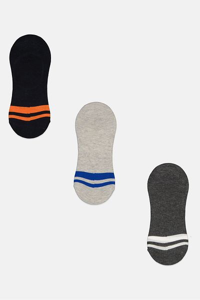 RBX Men 3 Pairs Stripe Print Outdoor Invisible Socks, Multicolor