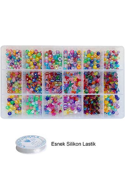 uniquehobby Σετ κατασκευής κοσμημάτων από χάντρες για παιδιά σε διαφανές κουτί με 18 θήκες