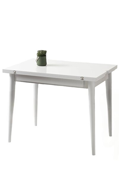Viento Mobilya Kıvılcım Beyaz Renk Açılır 100X65 Masa (Açılımış Ölçüsü 100X130)