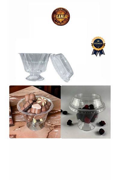 figanlar ambalaj Crystal Papatura Dessert Case for 200Cc Feet with 5 Plastic Overflows