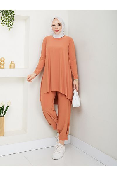 MODAMÜNASİP My Sandy Shalwar Detailed Trouser Suit with Its Most Beautiful Colors