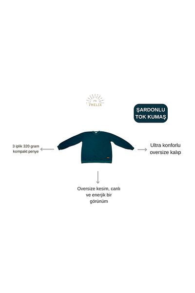 Butik Hanorac de bază Fhelıa, albastru, cu decolteu, din bumbac