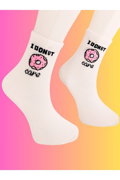 Shuttle Park Ειδικές κάλτσες Unisex I Donut Care Πολύχρωμες άνετες μοτίβες διασκεδαστικό στυλ Γραπτές λευκές κολεγιακές κάλτσες