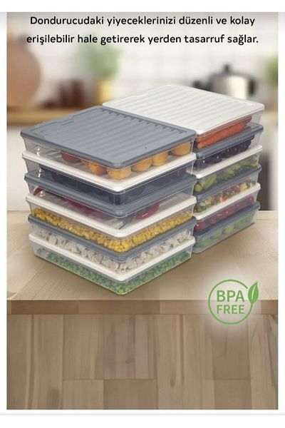VİZYON 12 Pieces 2400 ml Refrigerator Organizer Set Refrigerator Organizer Freezer Storage Container