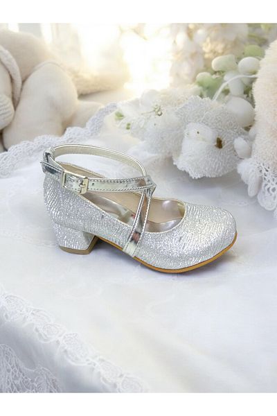 pediashoes PANTOFI DE ROCHIE DE SEARĂ CU TACURI PĂTRATE SCURT DE CULOARE ARGINTIU