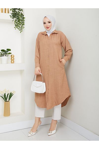 MODAMÜNASİP Great Pocket Detailed Linen Tunic