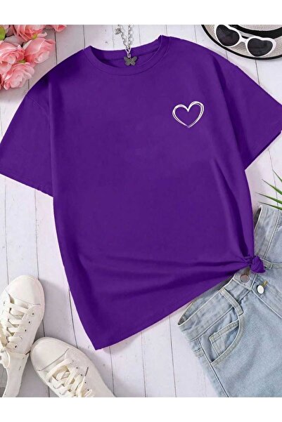 KOZİA OUTDOORS Βαμβακερό μπλουζάκι με στάμπα καρδιάς, Oversize Unisex